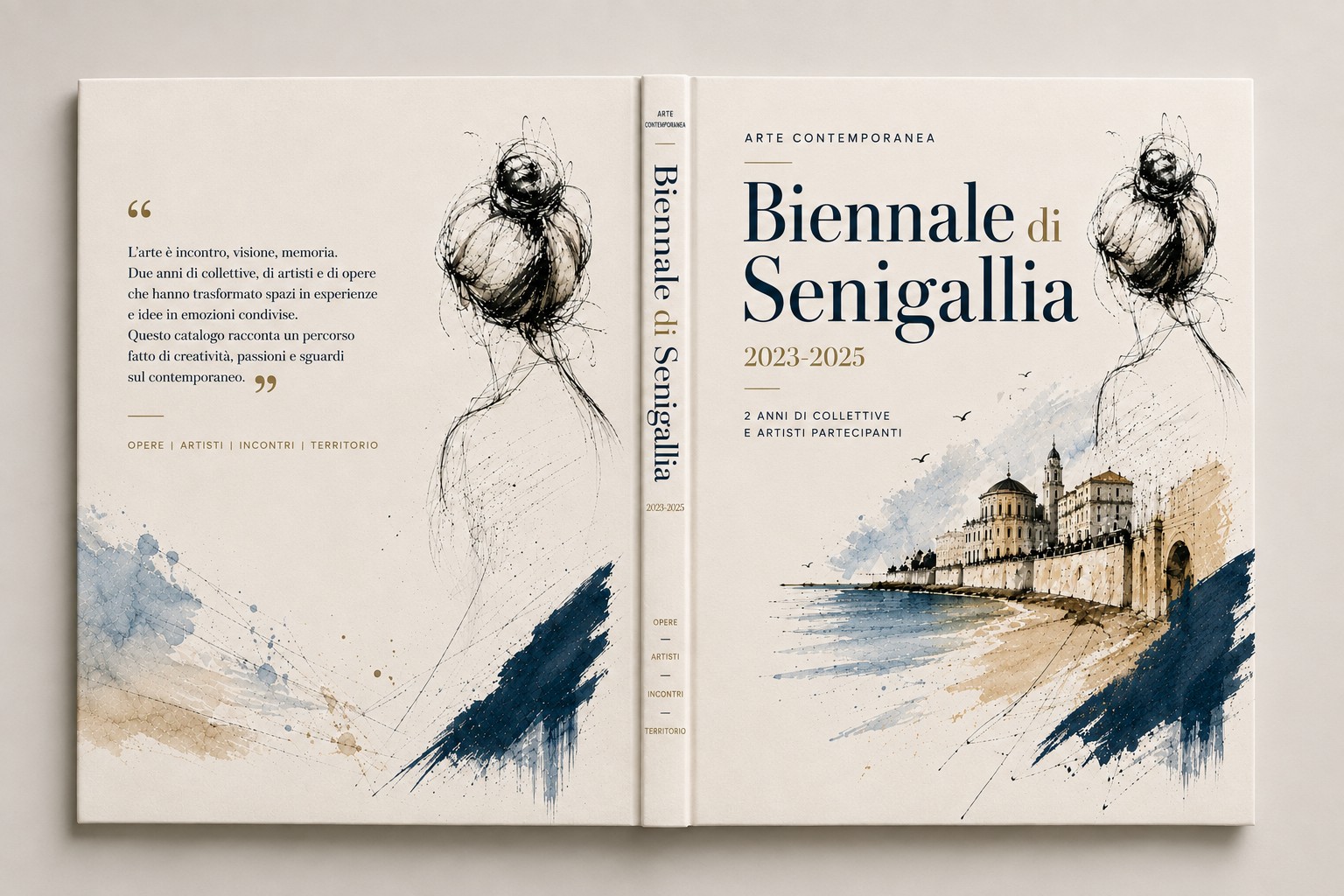 Copertina e quarta del catalogo Biennale di Senigallia